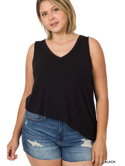 Black Plus Size Sleeveless V-Neck Top